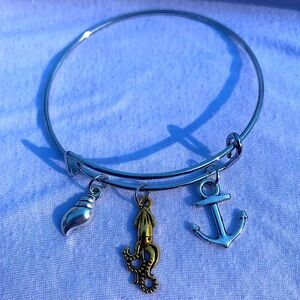 Brand New! Handmade! Adjustable Charm Bangle Bracelet!